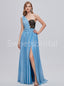Sexy One shoulder Side slit A-line Prom Dresses, SW1492