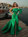 Elegant One-shoulder Satin Side Slit Long Evening Prom Dresses, PD0035