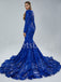 Sexy V-neck Long sleeves Mermaid Prom Dresses, SW1480
