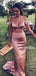 Charming Mermaid V-neck Soft Satin Long Bridesmaid Dresses, SW1017