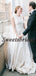 Pretty Round Neck A-line Lace Satin Sleeveless Long Wedding Dresses Evening Dresses, WD1131