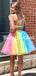 Simple V-neck Tulle Mini Short Homecoming Dresses, BTW298
