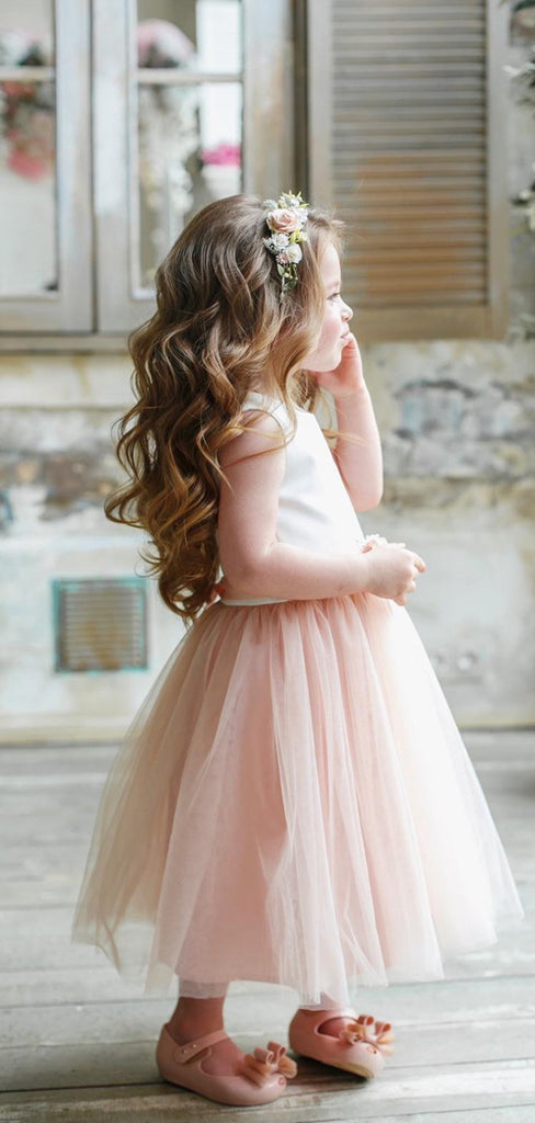 Lovely Round Neck Sleeveless A Line Tulle Flower Girl Dresses,GTE2131