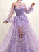 Sexy Sweetheart Long sleeves A-line Long Prom Dress,SW1945