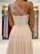 Elegant One-shoulder Side slit A-line Prom Dresses, SW1497