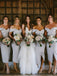 Sexy Off-shoulder Slit Wedding Short Bridesmaid Dresses,SWE1193