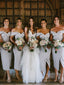 Sexy Off-shoulder Slit Wedding Short Bridesmaid Dresses,SWE1193