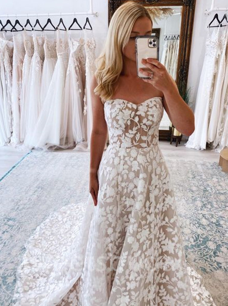 Sexy Sweetheart A-line Lace appique Wedding Dresses, DB0230