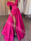 Sexy V-neck Off shoulder Side slit A-line Prom Dresses,SW1727