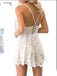 Sexy Spaghetti Strap V Neck Lace A Line Short Homecoming Dress, BTW213