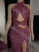 Sexy Halter Side slit Mermaid Prom Dresses,SW1755