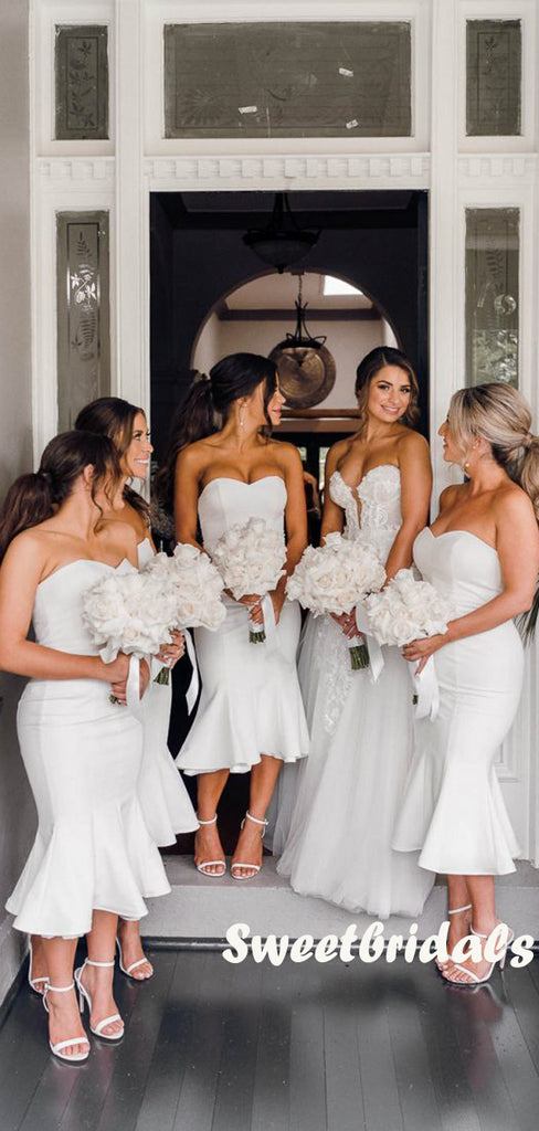 Mermaid Simple Sweetheart Sleeveless Short Bridesmaid Dresses,SWE1195