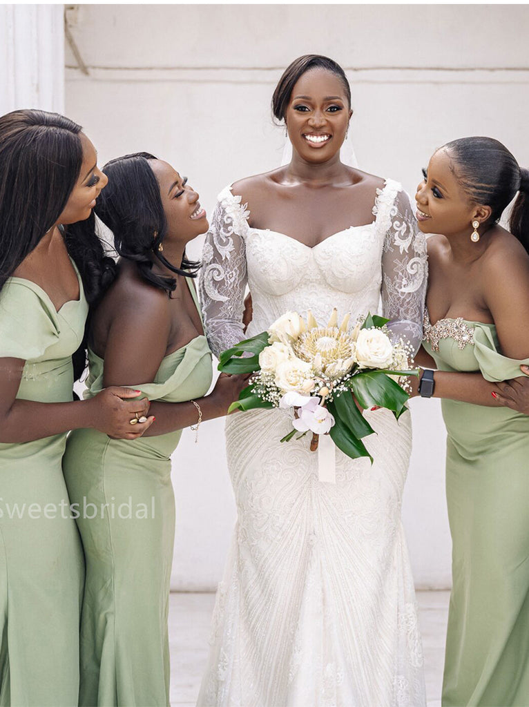 Mismatched Off-shoulder Sweetheart Mermaid Elegant Simple Pretty Long Bridesmaid Dresses,SWE1319
