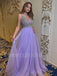 Simple V-neck A-line Sleeveless Prom Dresses ,SW1307