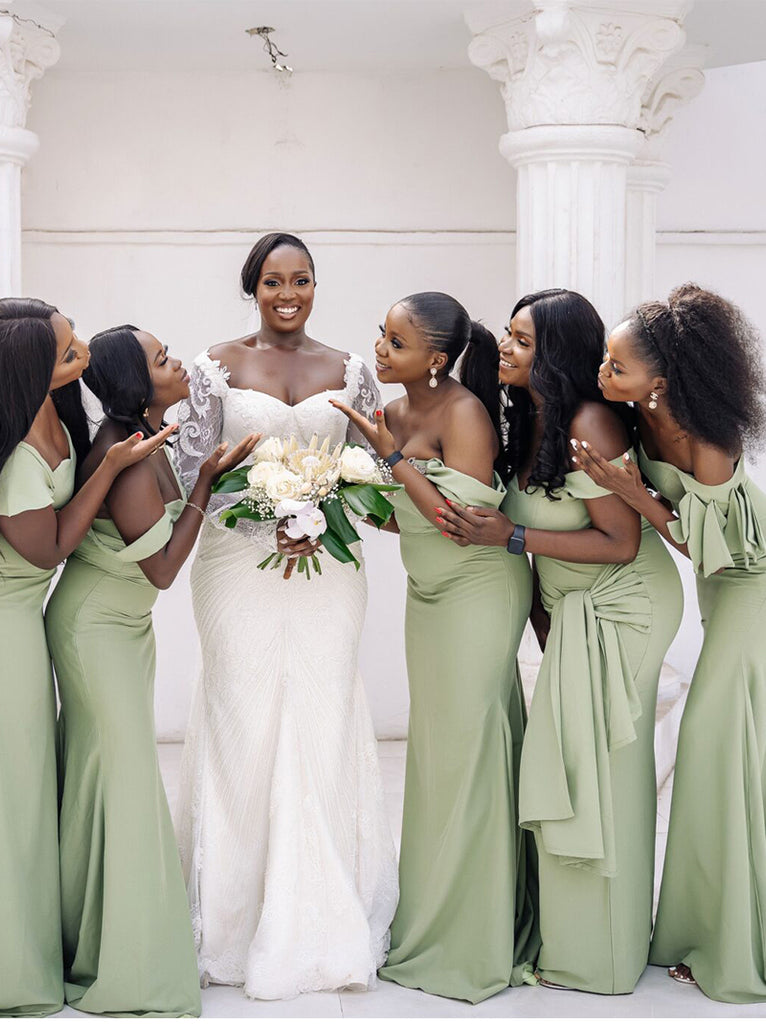 Mismatched Off-shoulder Sweetheart Mermaid Elegant Simple Pretty Long Bridesmaid Dresses,SWE1319