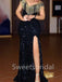 Sexy V-neck Off-shoulder Side slit Mermaid Prom Dresses, SW1369