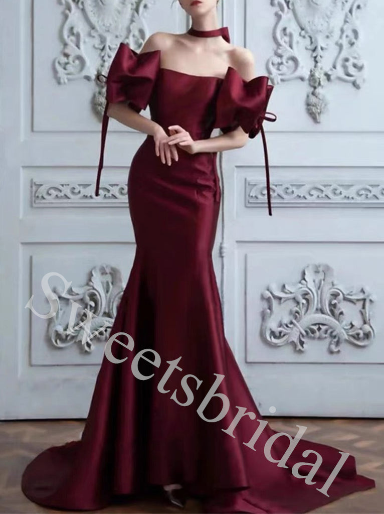 Elegant Off shoulder Strapless Mermaid Long Prom Dress,SW1962