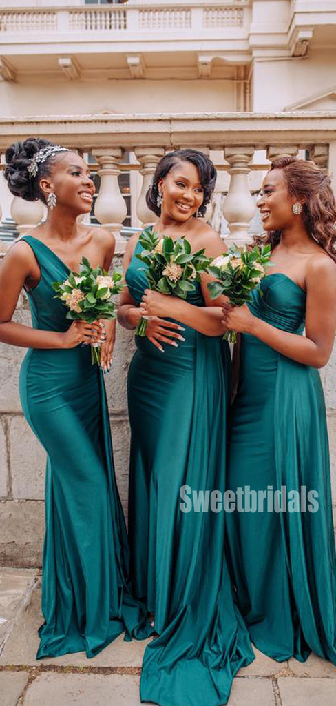 Charming One-shoulder Mermaid Floor-lengh Long Bridesmaid Dresses,SWE1241