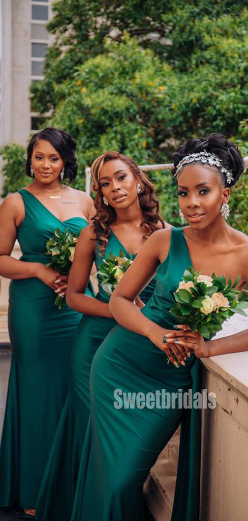 Charming One-shoulder Mermaid Floor-lengh Long Bridesmaid Dresses,SWE1241