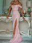 Sexy V-neck Off-shoulder Side slit Mermaid Prom Dresses, SW1371