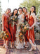 Spaghetti Straps V-neck Simple Short Bridesmaid Dresses,SWE1255