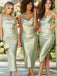 Spaghetti Strap Mermaid Knee-lengh Soft Satin Simple Bridesmaid Dresses,SWE1242