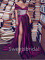 Sexy V-neck Off-shoulder Side slit Mermaid Prom Dresses, SW1372
