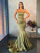 Spaghetti Strap Mermaid Satin Simple Long Evening Prom Dresses, PD0034