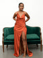 Charming V-neck Mermaid Open Back Long Bridesmaid Dresses,SWE1260