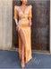 Sexy V-neck Long sleeves Side slit Sheath Prom Dresses,SW1851