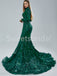 Elegant V-neck Long sleeves Mermaid Prom Dresses,SW1484