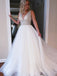 Simple V-neck A-line Tulle Evening Party Prom Dresses,SW1137
