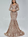 Elegant V-neck Long sleeves Mermaid Prom Dresses,SW1482