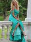 Elegant Halter Side slit Sleeveless A-line Prom Dresses, SW1496