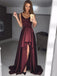 Dark Burgundy Soft Satin High Low Sleeveless Long Prom Dresses ,PD0152
