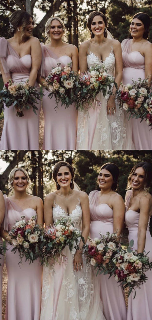 Charming One-shoulder Sleeveless Mermaid Bridesmaid Dresses, SW1158