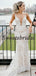 Pretty V-neck Mermaid Lace Tulle Spaghetti Strap Sleeveless Long Wedding Dresses Evening Dresses, WD1132