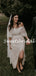 Vintage Mermaid Lace Sequin Side Slit 1/2 Sleeves Long Wedding Dresses Evening Dresses,WD1145