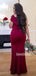Charming One-shoulder Burgundy Mermaid Long Bridesmaid Dresses,SWE1259