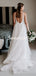 Pretty Sexy V-neck Lace Tulle Open Back A-line With Train Long Wedding Dresses Evening Dresses, WD1124