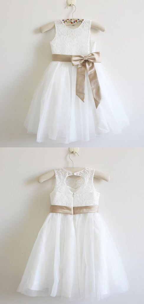 Lovely Round Neck Sleeveless A Line Tulle Lace Flower Girl Dresses,GTE2132
