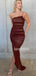 Sexy One-shoudler Mermaid Side Slit Burgundy Prom Dresses.SW1280