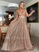Sexy V-neck Sleeveless Side slit A-line Simple Prom Dresses ,SW1299