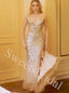 Sexy V-neck Sleeveless Side slit Sheath Long Prom Dress,SW1970