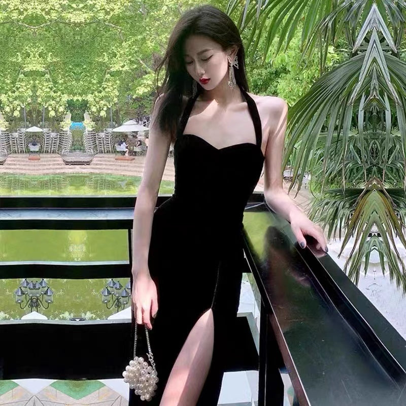 Sexy Halter Sweetheart Side slit Sheath Prom Dresses,SW1909