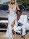 Sexy V-neck Sleeveless Side slit Sheath Long Prom Dress,SW1978