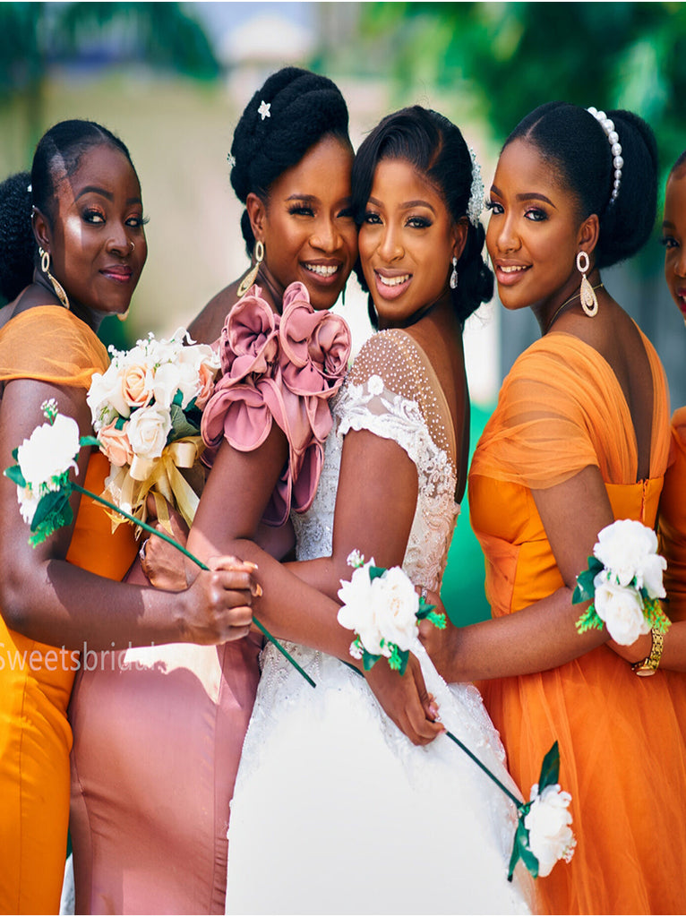 V-neck Off-shoulder Elegant Simple Pretty Long Bridesmaid DressesSWE1318