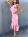 Simple Round Neck Open Back Mermaid With Ruffle Short Homecoming Dress, BTW203