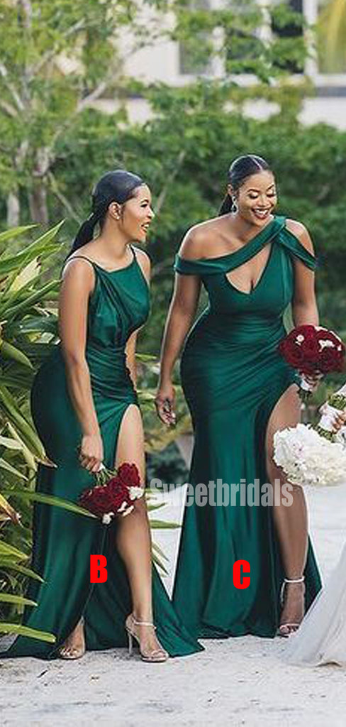 Mismatched Emerald Green Gold Mermaid Cheap Bridesmaid Dresses Online,SW1266