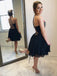 Elegant Deep V Neck Lace Up Chiffon A Line Short Homecoming Dresses, BTW161